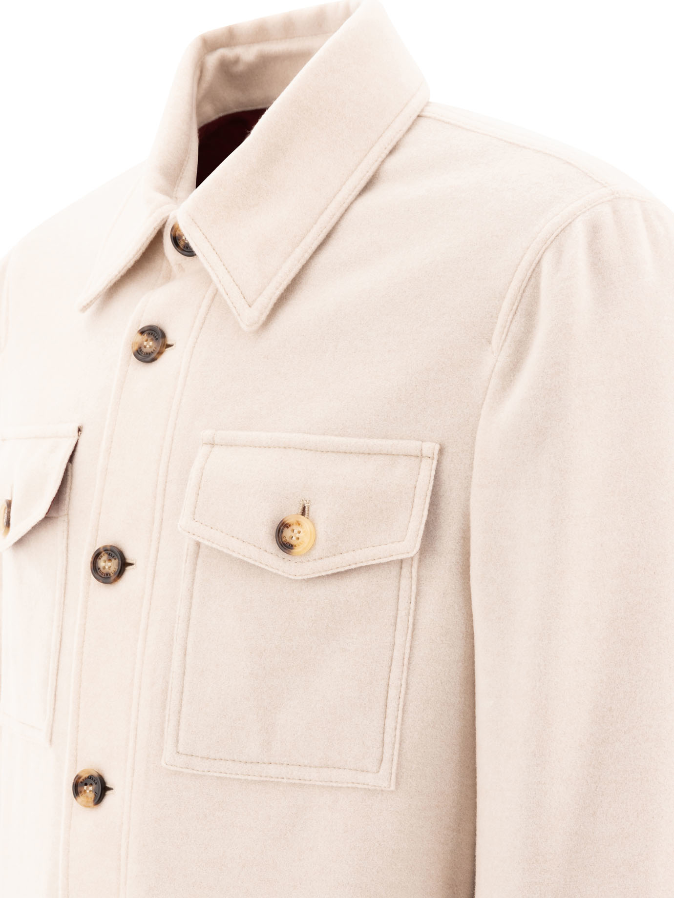 BRUNELLO CUCINELLI Beige Lightweight water-resistant cashmere overshirt